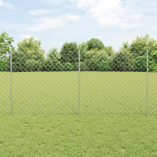 vidaXL Lánckerítés 20 U Oszloppal Ezüst 1.2x10 m Acélból építőanyag