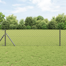 vidaXL Lánckerítés 7 oszloppal 0.4x10 m Galvanizált Acél Szürke építőanyag