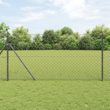 vidaXL Lánckerítés 7 oszloppal 1.2x10 m Galvanizált acél Szürke építőanyag