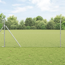 vidaXL Lánckerítés 7 oszloppal 1.4x10 m horganyzott acél építőanyag