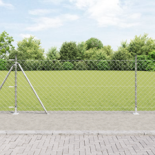 vidaXL lánckerítés 7 oszloppal 1x10 m horganyzott acél építőanyag