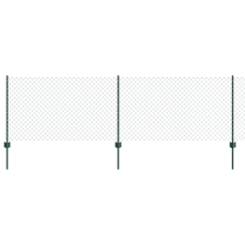 vidaXL Láncos Kerítés 10 U Oszloppal Zöld 0.8x10 m Acél (3336231) építőanyag
