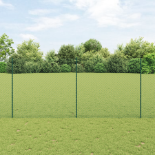 vidaXL láncos kerítés 10 U oszloppal Zöld 1.4x10 m Acél építőanyag