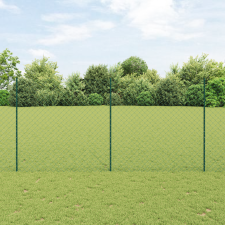 vidaXL Láncos Kerítés 10 U Poszttal Zöld 1.6x10 m Acél építőanyag