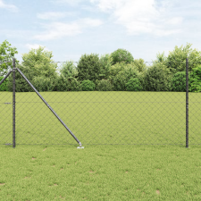 vidaXL láncos kerítés 7 cövekkel 1.2x10 m galvanizált acél építőanyag