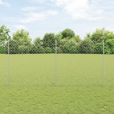 vidaXL Láncvédő Kerítés 20 U Oszloppal Ezüst 1,6x10 m Acél építőanyag
