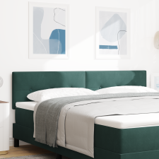 vidaXL LED Fejtámla Gombos Bőrhatású Sötétzöld 90 cm ágy és ágykellék