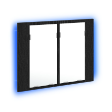 vidaXL LED fürdőszobai tükörszekrény fekete tölgyből, 60x12x45 cm, mérnöki fa (862550) fürdőszoba bútor