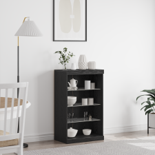 vidaXL LED világítással ellátott fekete tölgyfa tálaló 60,5x37x100 cm bútor