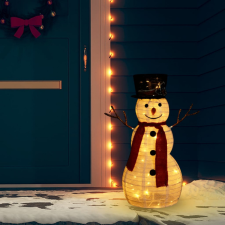 vidaXL Luxusszövet dekoratív LED-es karácsonyi hóemberfigura 60 cm karácsonyi dekoráció