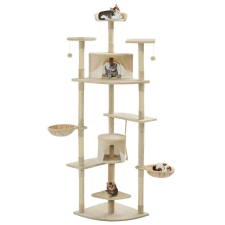 vidaXL Macskabútor szizál kaparófákkal 203cm #bézs-fehér macskafelszerelés