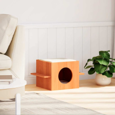 vidaXL Macskaház viasz barna 51x35x30 cm tömör fa fenyőfa (859306) macskabútor