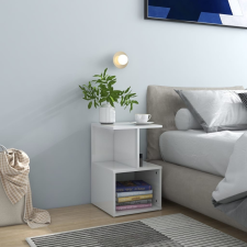 vidaXL magasfényű fehér forgácslap éjjeliszekrény 35 x 35 x 55 cm bútor