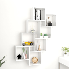 vidaXL magasfényű fehér forgácslap fali kockapolc  90 x 15 x 119 cm bútor