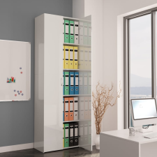 vidaXL magasfényű fehér forgácslap irodai szekrény 60 x 32 x 190 cm irattároló szekrény