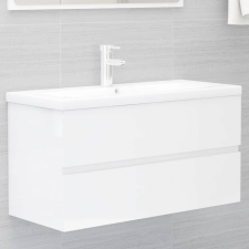 vidaXL Magasfényű fehér forgácslap mosdószekrény 90 x 38,5 x 45 cm fürdőszoba bútor