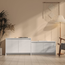 vidaXL magasfényű fehér forgácslap TV-szekrény 146,5 x 35 x 50 cm bútor