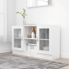 vidaXL magasfényű fehér forgácslap vitrinszekrény 120 x 30,5 x 70 cm bútor