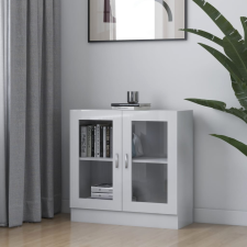 vidaXL magasfényű fehér forgácslap vitrinszekrény 82,5 x 30,5 x 80 cm bútor