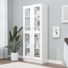 vidaXL magasfényű fehér forgácslap vitrinszekrény 82,5x30,5x185,5 cm bútor