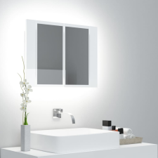vidaXL magasfényű fehér LED-es fürdőszobai tükrös szekrény 60x12x45 cm fürdőszoba bútor