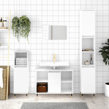 vidaXL magasfényű fehér műfa fürdőszobaszekrény 80 x 33 x 60 cm fürdőszoba bútor