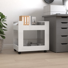 vidaXL magasfényű fehér szerelt fa asztal-kocsi 60 x 45 x 60 cm bútor