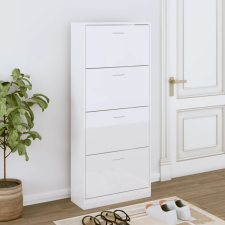 vidaXL magasfényű fehér szerelt fa cipőszekrény 63x24x147 cm bútor