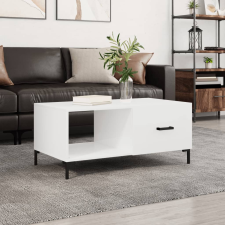 vidaXL magasfényű fehér szerelt fa dohányzóasztal 90 x 50 x 40 cm bútor