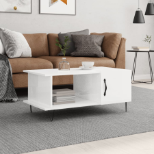 vidaXL magasfényű fehér szerelt fa dohányzóasztal 90 x 50 x 40 cm bútor