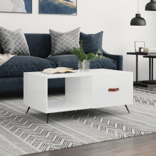 vidaXL magasfényű fehér szerelt fa dohányzóasztal 90 x 50 x 40 cm bútor