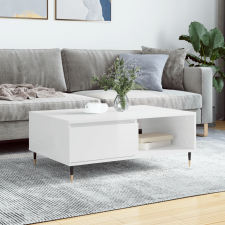 vidaXL magasfényű fehér szerelt fa dohányzóasztal 90 x 60 x 35 cm bútor