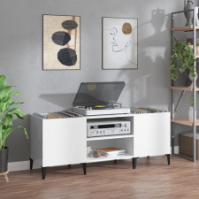 vidaXL magasfényű fehér szerelt fa hanglemezszekrény 121x38x48 cm bútor