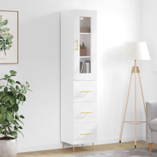 vidaXL magasfényű fehér szerelt fa magasszekrény 34,5 x 34 x 180 cm bútor