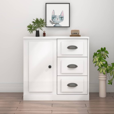 vidaXL magasfényű fehér szerelt fa tálalószekrény 70x35,5x67,5 cm bútor