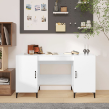 vidaXL Magasfényű fehér színű szerelt fa íróasztal 140 x 50 x 75 cm íróasztal