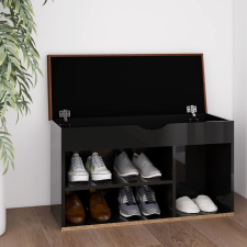 vidaXL magasfényű fekete cipőtároló pad párnával 80 x 30 x 47 cm bútor