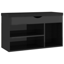 vidaXL magasfényű fekete cipőtároló pad párnával 80 x 30 x 47 cm (326766) bútor