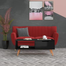 vidaXL magasfényű fekete forgácslap dohányzóasztal 100 x 49,5 x 43 cm bútor