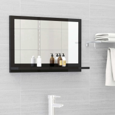 vidaXL magasfényű fekete forgácslap fürdőszobai tükör 60 x 10,5 x 37 cm fürdőszoba bútor