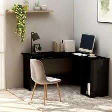 vidaXL magasfényű fekete forgácslap L-alakú íróasztal 120x140x75 cm íróasztal
