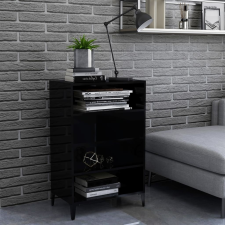 vidaXL magasfényű fekete forgácslap tálalószekrény 57 x 35 x 90 cm bútor