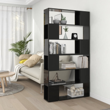vidaXL magasfényű fekete térelválasztó könyvszekrény 100 x 24 x 188 cm bútor