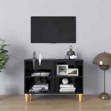 vidaXL magasfényű fekete TV-szekrény tömör falábakkal 69,5x30x50 cm bútor