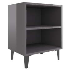 vidaXL magasfényű szürke éjjeliszekrény fém lábakkal 40x30x50 cm (805813) bútor