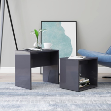 vidaXL Magasfényű szürke forgácslap dohányzóasztal szett 48x30x45 cm bútor