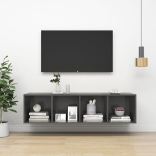 vidaXL magasfényű szürke forgácslap fali TV-szekrény 37x37x142,5 cm bútor