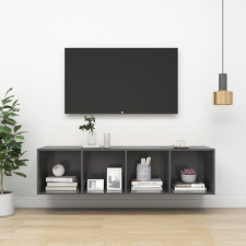 vidaXL Magasfényű szürke forgácslap fali TV-szekrény 37x37x142,5 cm bútor