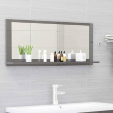vidaXL Magasfényű szürke forgácslap fürdőszobai tükör 90x10,5x37 cm fürdőszoba bútor