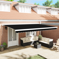 vidaXL Manuális behúzható napellenző fekete 500x300 cm kerti bútor